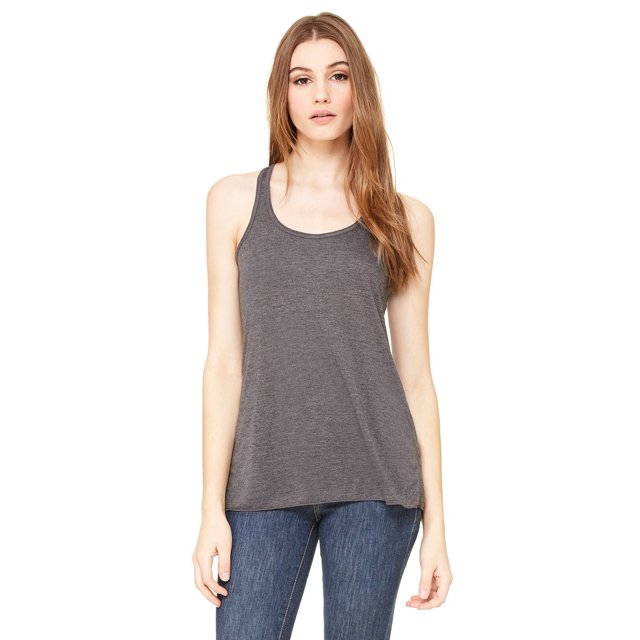 The Bella + Canvas Ladies Flowy Racerback Tank Top - DRK GREY HEATHER - XL