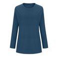thumbnail image 3 of Timegard Womens Tops Crewneck Long Sleeve Solid Color Comfy Warm Basic Tee Fall Winter Casual Tunic Tops, 3 of 4