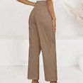 thumbnail image 4 of Timegard Lounge Pants for Women Elastic Waisted Button Straight Leg Ruched Casual Trousers with Pockets, 4 of 5