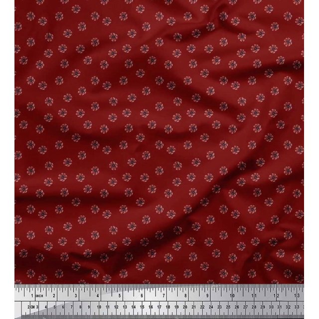 Soimoi polyester Crepe Fabric Cosmos Floral Fabric Prints By Yard 52 Inch Wide