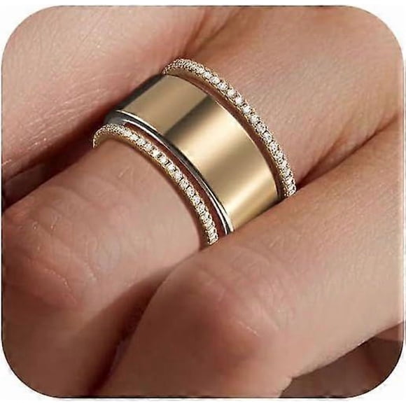 2-Pack 14K Gold Plated Stacking Rings for Oura Gen 4/Oura Gen 3, Cubic Zirconia Simulated Diamond Oura Ring Stack for Women