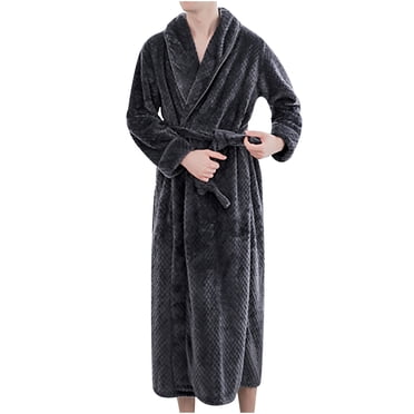 LSLJS Fall and Winter Thickening and Lengthening Flannel Warmth Beibei Fleece Men's and Women's Pajamas Bathrobe Gifts for Men