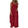 thumbnail image 1 of Wlynlyn Plus Size Jumpsuits for Women Sleeveless Rompers V Neck Baggy Wide Leg Trousers Overalls Size XL, 1 of 7