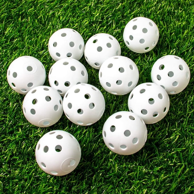 Practice Golf Balls Limited Flight Golf Balls 40mm Hollow Plastic Golf Training Balls Colored Airflow Golf Balls for Swing Practice Driving Range Home Use Indoor 12 Pack