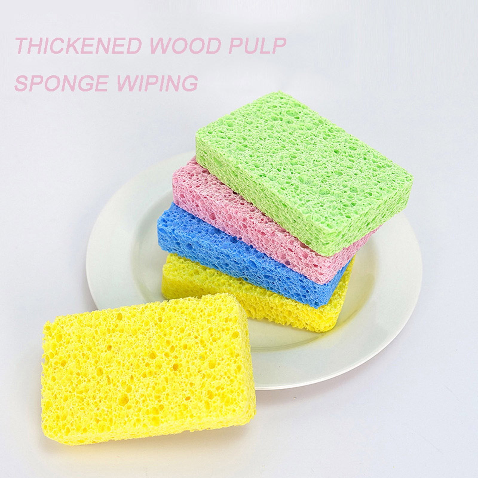 TopLLC 5pc Wood Pulp Sponge Wiping Sponge wipe