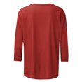 thumbnail image 4 of Birdeem Womens Casual Solid Color Round Neck Three Quarter Sleeve Tops Blouse, 4 of 12