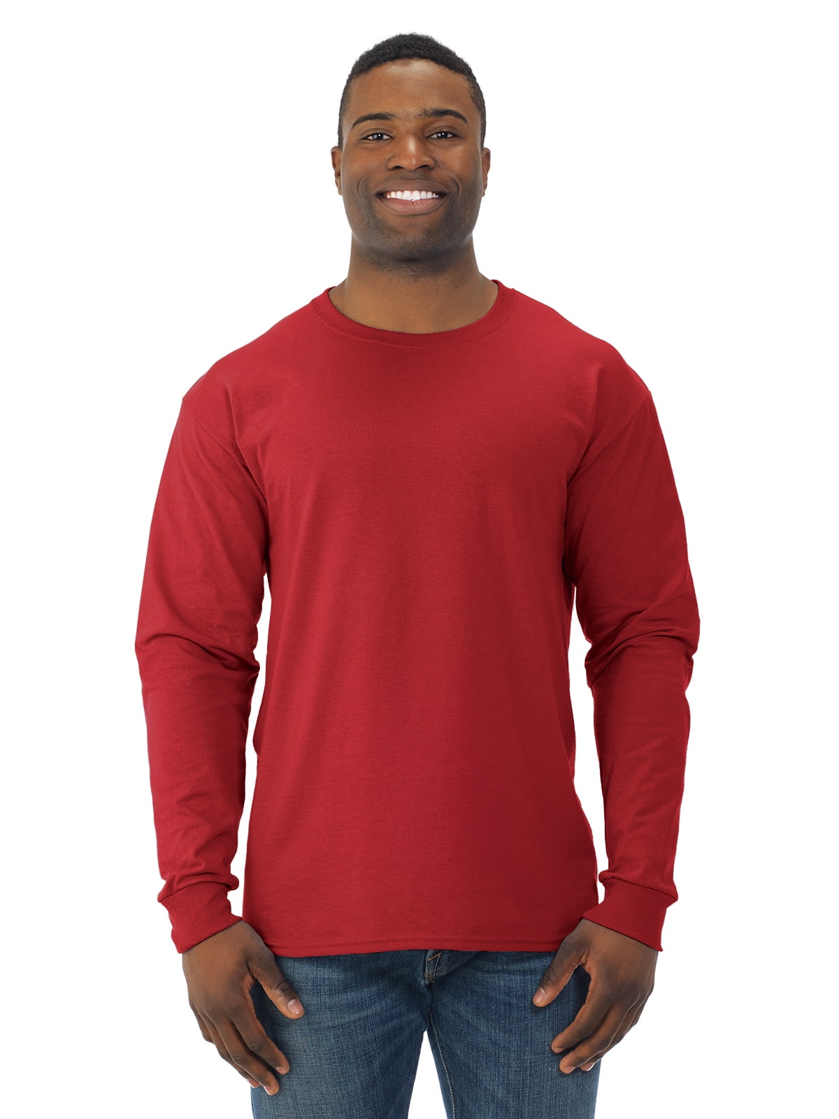 Jerzees Mens DRI-POWER Active Long Sleeve Crew T-Shirt, S, True Red