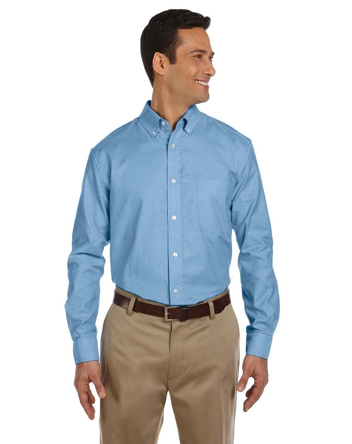 Harriton Men's Long-Sleeve Oxford with Stain-Release