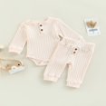 thumbnail image 2 of Baby Girls Pants Set  Ribbed Long Sleeve Crew Neck Romper with Elastic Waist Pants for Toddlers, 2 of 9