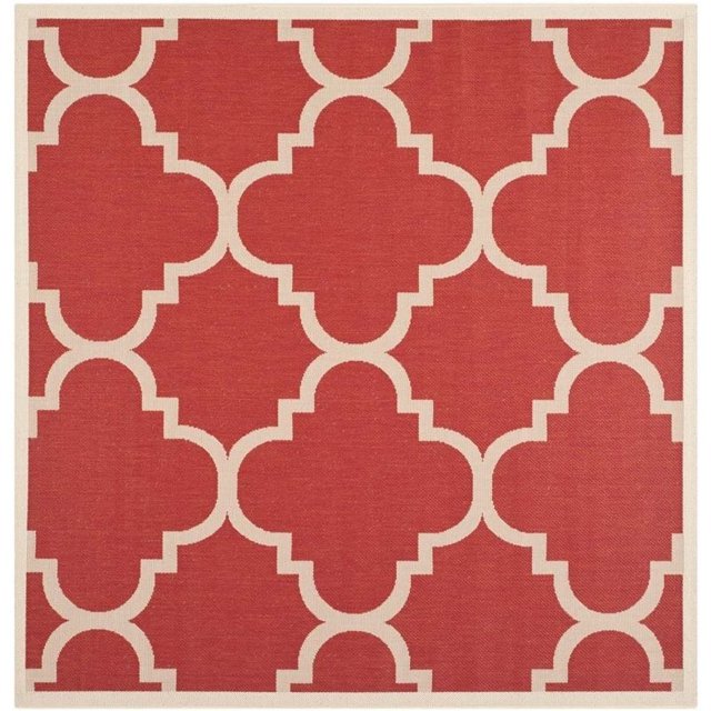 Safavieh Courtyard Tapis Rouge Intérieur Extérieur, Carré 5 Pieds3 Pieds