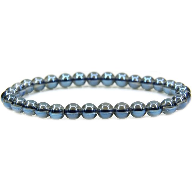Bracelet Extensible Unisexe en Perles Rondes de 6 mm en Quartz Clair Bleu Aqua Naturel
