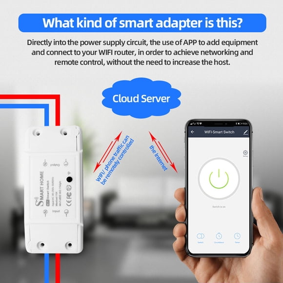 Langgg Commutateur Intelligent Wi-Fi 2,4 GHz en Plastique, Interrupteur de Télécommande, Module de Compte à Rebours pour Partage, Commutateurs Portables pour Appartement, Contrôleur
