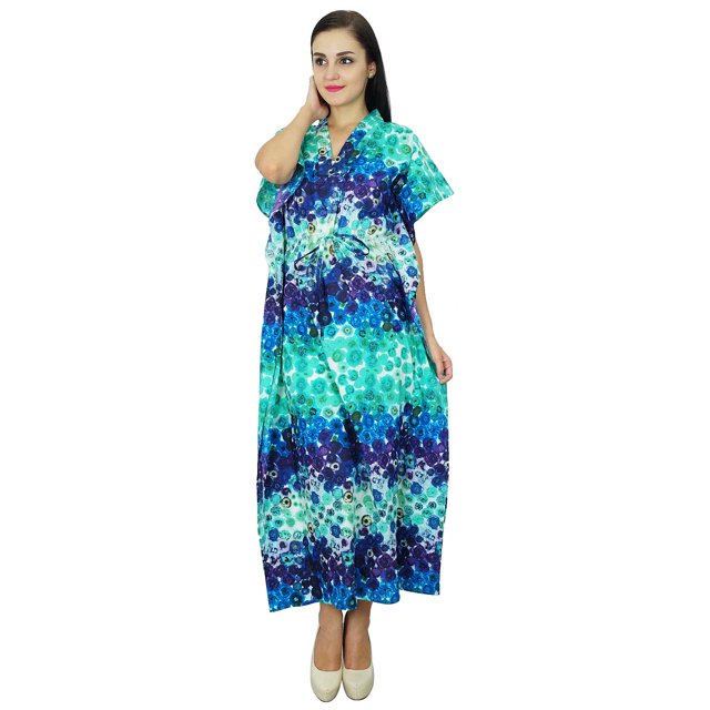 Bimba Femme Longue Robe de Nuit Bohème en Coton Kaftan Maxi