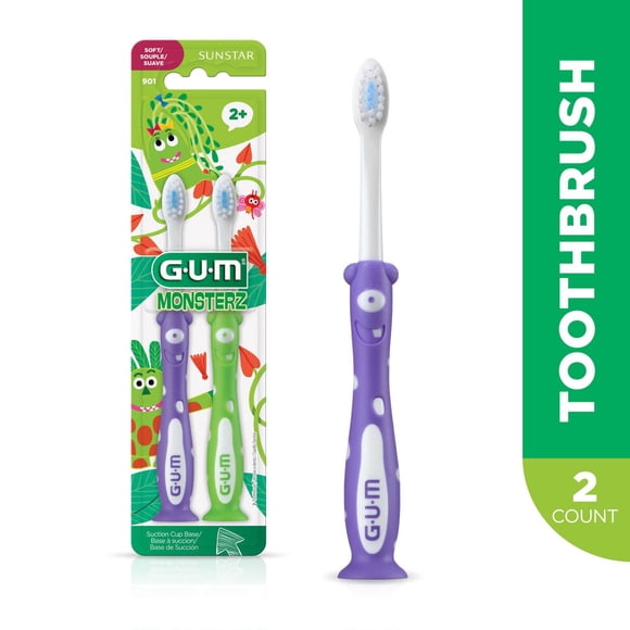 GUM® Kids' Toothbrush, Soft Bristles, Ages 2+, 2 Count