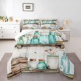thumbnail image 1 of YST Ensemble de Douillette Format Simple, Verres Peints à la Main Feuilles Fleurs Literie Douce, Bouteilles Botaniques Literie Rustique Ensembles de Douillette, Insert de Couette Peinture Artistique Brun Bleu pour Chambre, 1 of 6