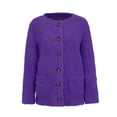 thumbnail image 4 of Fleece Cardigan Sweaters for Women Soft Long Sleeve Jacket with Pockets Button Down Open Front Fall Clothes, 4 of 5