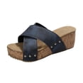 thumbnail image 2 of Gspmoly Sandales à Enfiler pour Femmes, Pantoufles Décontractées Mode pour Femmes à Bout Rond, Chaussures de Plage Confortables Décontractées, Pantoufles pour Femmes Bleu Marine 37, 2 of 9