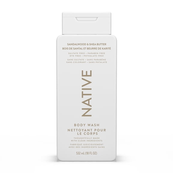 Native Natural Body Wash, Sandalwood & Shea Butter, Sulfate Free, Paraben Free