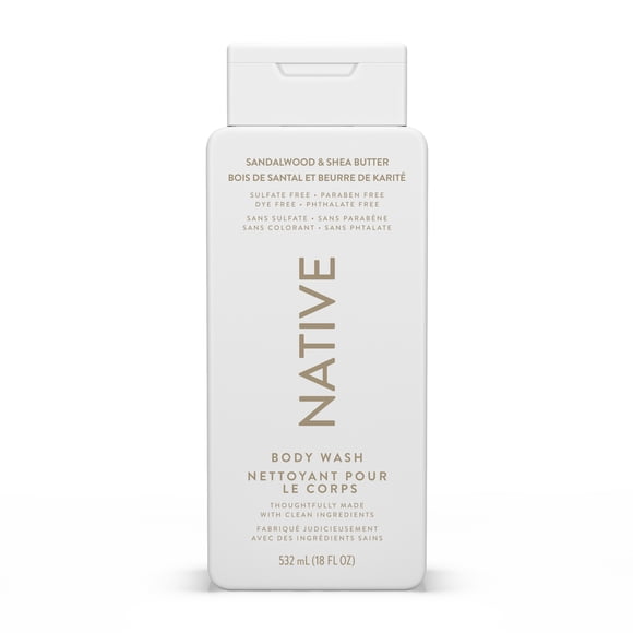 Native Natural Body Wash, Sandalwood & Shea Butter, Sulfate Free, Paraben Free