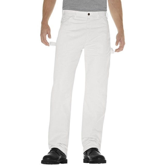 Dickies Mens Relaxed Fit Painters Utility Pants, 46W x 32L, White