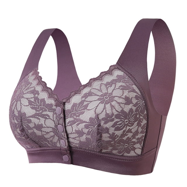 VEKDONE Woman's Embroidery Thin Style Ventilate Large Size Bra Without Steel Rim Purple XXXXL