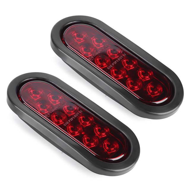 Side Marker Light Side Marker Lamp Truck Taillight Warning Light Led Lamp 2pcs 10LED Side Marker Light 6in Red Oval Waterproof Truck Taillight Mounted