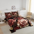 thumbnail image 2 of YST Red Peony Comforter Set Queen Size,Retro Floral Down Comforter For Girls Teens,Spring Rustic Garden Bedding Set,Oil Painting Style Quilt Set 1 Comforter with 2 Pillow Cases,Lightweight, 2 of 5