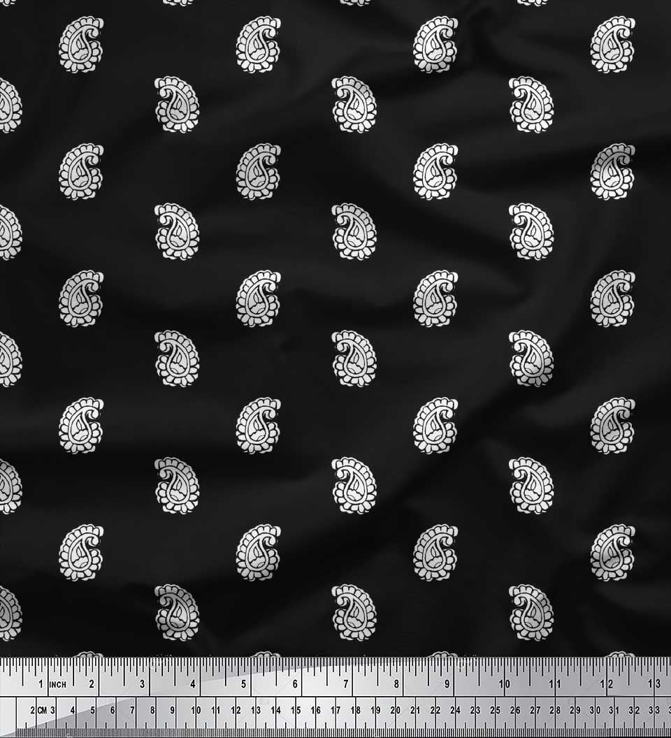 Soimoi Rayon Fabric Paisley Block Print Fabric by The Yard 42 Inch Wide