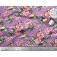 thumbnail image 3 of Soimoi Modal Satin Fabric Bird,Leaves & Rose Floral Fabric Prints By Yard 42 Inch Wide, 3 of 3