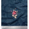 thumbnail image 1 of Soimoi Georgette Viscose Texture Tissu, Feuilles & Fleurs Roses Tissus Imprimés par Yard 42 Pouces de Large, 1 of 3