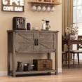 thumbnail image 4 of Table Console de Bar à Café Style Ferme, 32 Pouces Gris avec 2 Portes et Armoires de Rangement, Entrée Multifonctionnelle, Table de Sofa Ou Buffet de Cuisine, 4 of 8