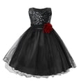 thumbnail image 1 of B91xZ Robe Extensible à Manches Courtes pour Filles, Imprimée, Décontractée, de Fête, Tournoyante, pour Enfants, Noir 5-6 Ans, 1 of 3