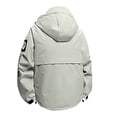 thumbnail image 3 of PEONAVET Mens Jacket Men's Solid Color Waterproof Long Sleeved Hooded Workwear With Multiple Pockets Jacket, 3 of 8