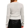 thumbnail image 4 of PMUYBHF Femme Femmes Cardigan Chandail Femme Couleur Unie Élégant Tricot Chandail à Enfiler Manches Longues Col Rond Coupe Ajustée Chandail TTG, 4 of 6