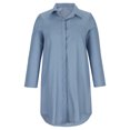 thumbnail image 1 of cfhntfmh Robes Mini pour Femmes Automne Amples à Manches Longues Col à Revers Robe Chemise Détente Couleur Unie Robe Courte avec Poches, 1 of 5