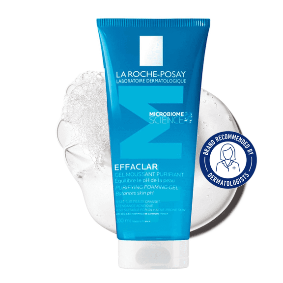 La Roche-Posay Effaclar Gel Moussant Purifiant, Nettoyant pour le Visage au Zinc pour Peau Grasse, 200 ml