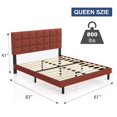 thumbnail image 5 of Queen Bed Frame, Queen Size Platform Bed With Fabric Upholstered Headboard, Red, 5 of 5