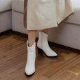 thumbnail image 4 of XZNGL Womens Plus Size Fashion Stone Grain Point Toe Thick Heel Boots Zipper Booties, 4 of 9