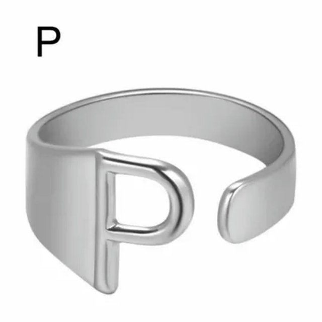 CUITING Bague Mode Ajustable Initiale Alphabet Lettre A-Z Bagues pour Femmes Bijoux-Argent C