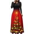 thumbnail image 2 of Joyeux Noël TIMIFIS Femmes Mode d'Automne Femmes Manches Longues Amples Unies Robes Maxi Décontractées Longues Robes Robe de Cocktail Robe de Fête Ligne A Vintage Robes de Retour à la Maison, 2 of 6