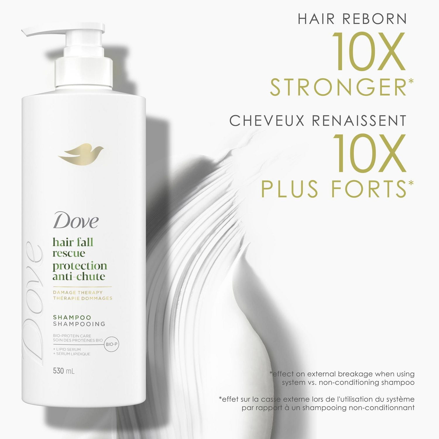 Dove Shampooing Protection Anti-Chute Soin des Protéines Bio + Sérum Lipidique, 530 ml
