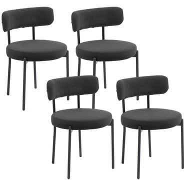 HOMCOM Dining Chairs Set of 4 Kitchen Chairs with Steel Legs, Black