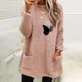 thumbnail image 1 of Hauts d'Automne pour Femmes Col Rond pour Femmes et Blouse d'Hiver Ample à Imprimé avec Poche, Chaude, à Manches Longues, Chandails à Col Rond en Liquidation, 1 of 4