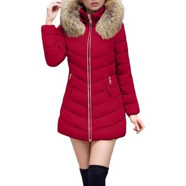 ManxiVoo Women's Long Insulated Quilted Puffer Coat With Hood Thermal Warm Parka Style Winter Jacket M Size Wine
