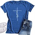 thumbnail image 4 of T-Shirt pour Femme à Col Rond, Manches Courtes, Blouse Décontractée, T-Shirt à Manches à Lettres, T-Shirt Fille, Haut, Bleu, P, 4 of 6