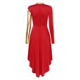 thumbnail image 2 of RUNQHUI Robe de Danse Liturgique de Louange pour Femmes à Blocs de Couleur Métalliques Dorés, Robe d'Église, Jupe de Culte Rouge TTG, 2 of 7