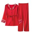 thumbnail image 2 of LSLJS Ensemble Deux Pièces pour Femme, Manches Longues, Col en V, Pyjama en Dentelle Satinée, Ensemble Hauts et Pantalons, Ensembles de Pyjama pour Femmes, Cadeaux pour Femmes, 2 of 3