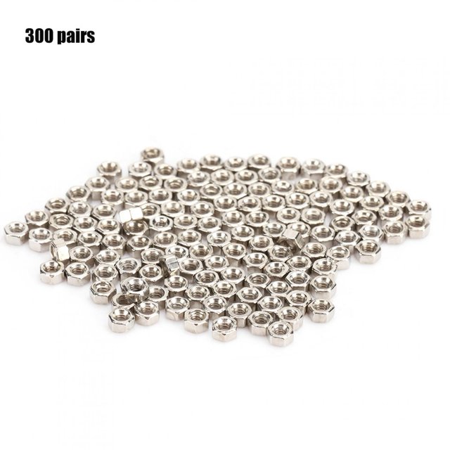 YLSHRF 300 Pairs Of Stainless Steel Hex Nuts Rimless Goggle Screw Hex Nuts 1.4 Nut