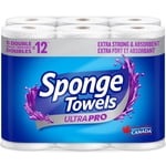 SpongeTowels UltraPRO Ultra Strong & Absorbent Paper Towel, Choose-A-Size® Sheets, 6 Double Rolls = 12 Regular Rolls