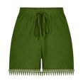 thumbnail image 5 of FAIWAD Women‘s Lace Trim Shorts Elastic Waist Short Pants with Pockets Drawstring Sports Solid Color Shorts, 5 of 5